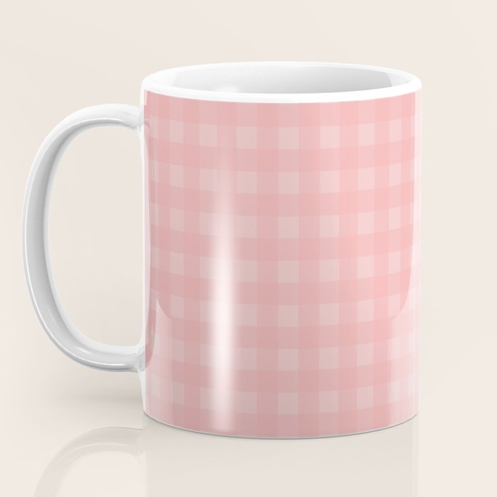 Gingham Check Pattern in Pretty Pastel Soft Pink Coffee Mug Gallery Image 3