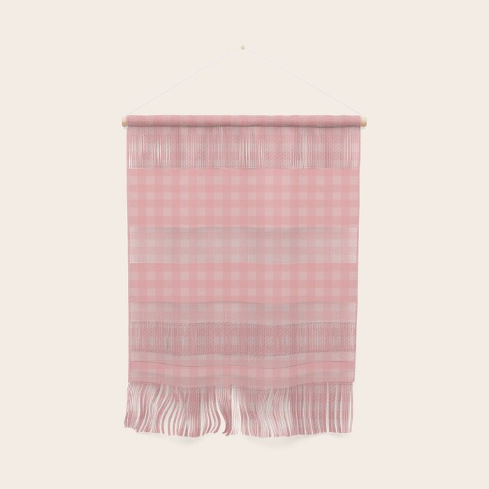 Gingham Check Pattern in Pretty Pastel Soft Pink Wall Hanging Gallery Image 1