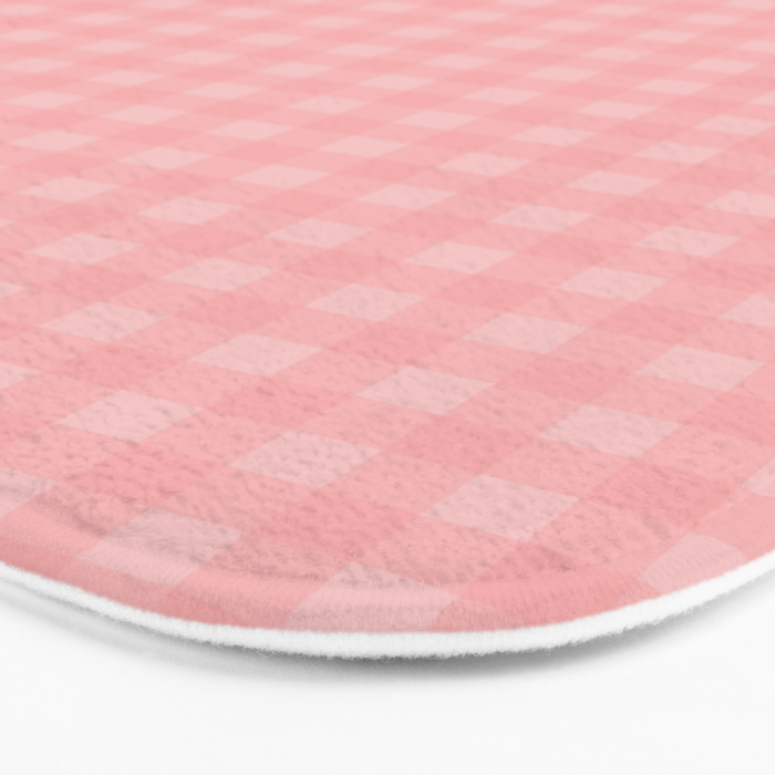 Gingham Check Pattern in Pretty Pastel Soft Pink Bath Mat Gallery Image 3