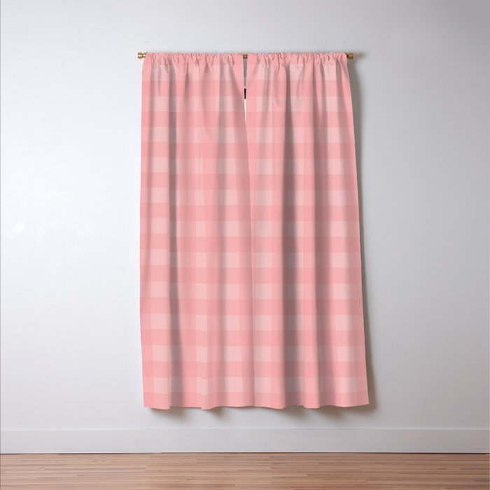 Gingham Check Pattern in Pretty Pastel Soft Pink Window Curtain Gallery Image 3