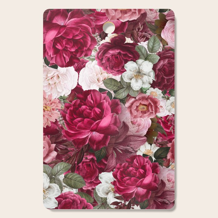 Antique Floral Colorful Pattern Cutting Board Gallery Image 1