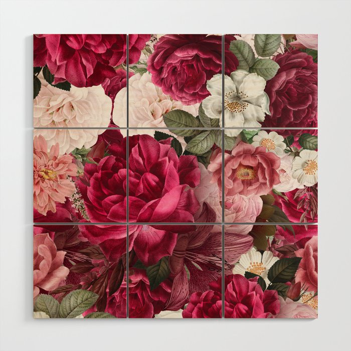 Antique Floral Colorful Pattern Wood Wall Art Gallery Image 1