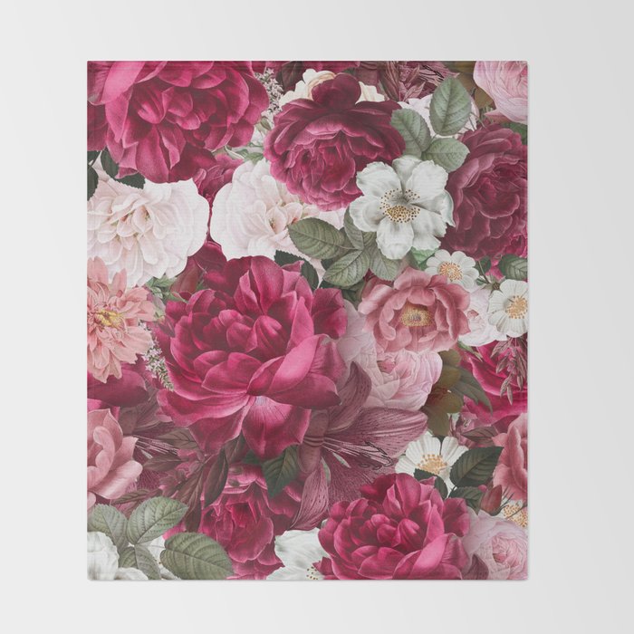 Antique Floral Colorful Pattern Throw Blanket Gallery Image 2
