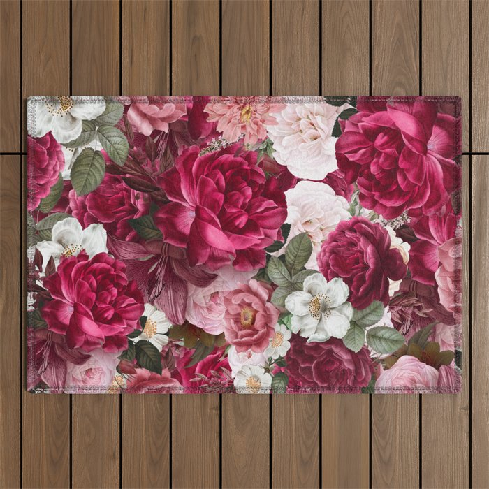 Antique Floral Colorful Pattern Outdoor Rug Gallery Image 1
