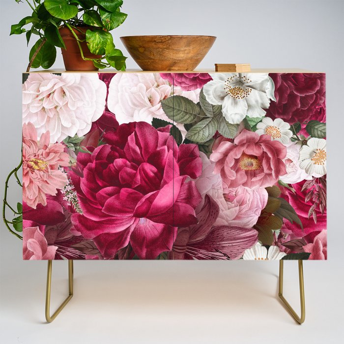 Antique Floral Colorful Pattern Credenza Gallery Image 1