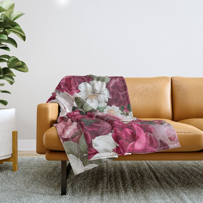 Antique Floral Colorful Pattern Throw Blanket Gallery Image 1