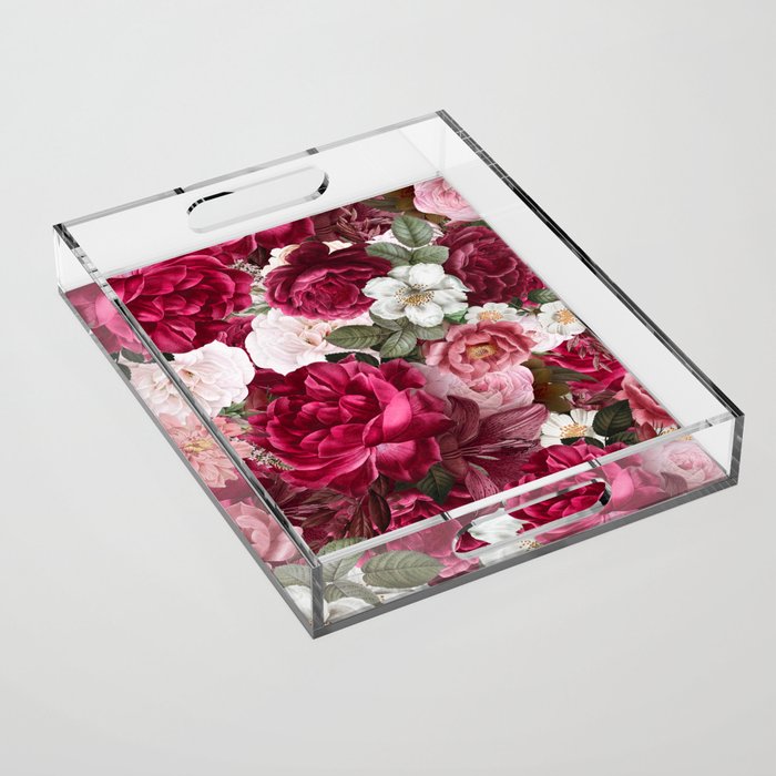 Antique Floral Colorful Pattern Acrylic Tray Gallery Image 1