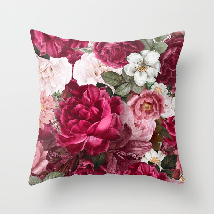 Antique Floral Colorful Pattern Throw Pillow Gallery Image 6