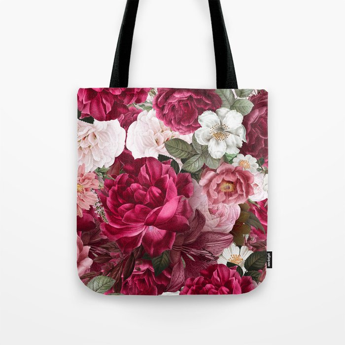 Antique Floral Colorful Pattern Tote Bag Gallery Image 1