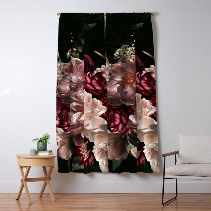 Deepest Night Flower Bouquet  Window Curtain Gallery Image 5