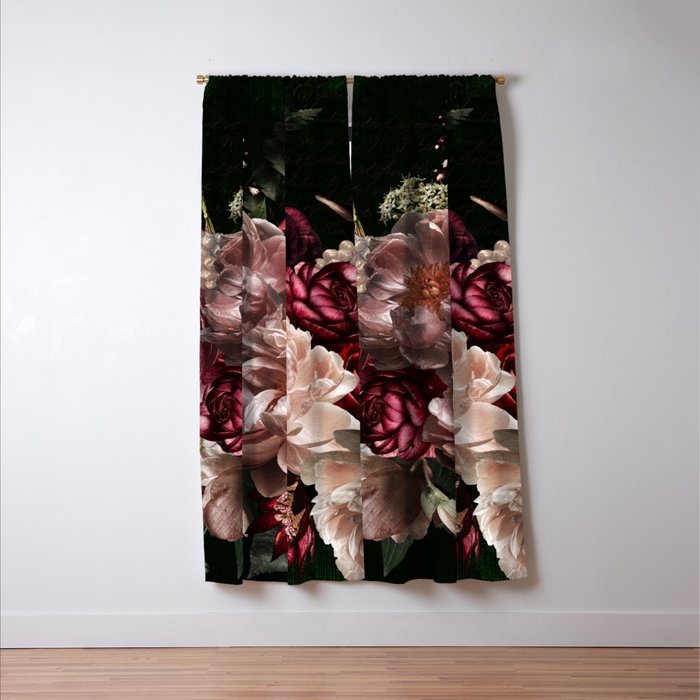 Deepest Night Flower Bouquet  Window Curtain Gallery Image 3