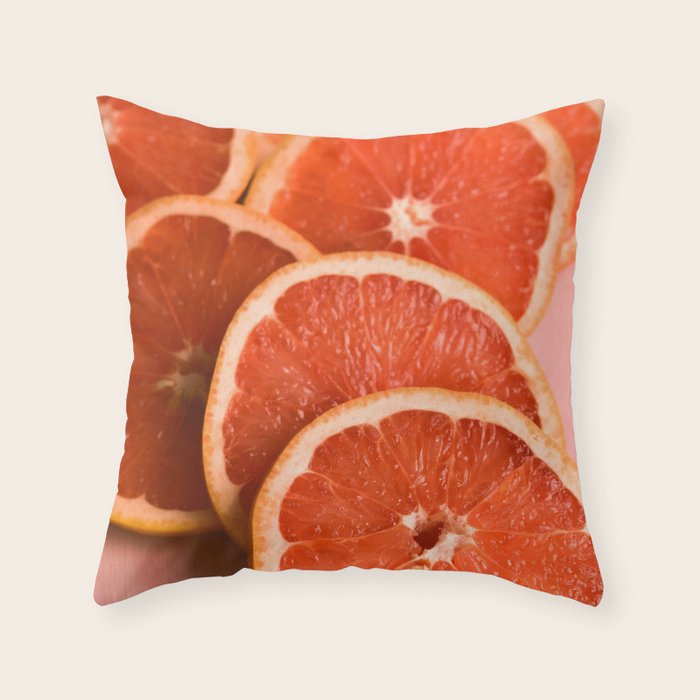 Grapefruit on Pink - still life floral photograph Throw Pillow Gallery Image 6