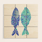 Indonesian Fish Duo - Navy & Turquoise Palette Wood Wall Art Gallery Image 1
