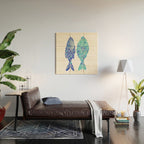 Indonesian Fish Duo - Navy & Turquoise Palette Wood Wall Art Gallery Image 2