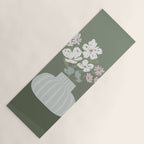 Wildflower bouquet in vase illustration - muted pink, beige and sage green flowers  Yoga Mat Gallery Image 1