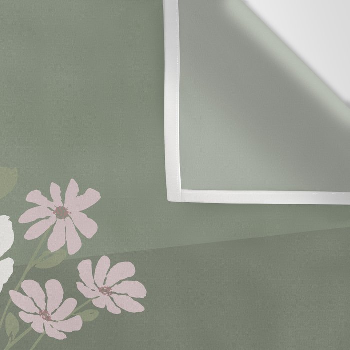 Wildflower bouquet in vase illustration - muted pink, beige and sage green flowers  Wall Tapestry Gallery Image 3