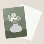 Wildflower bouquet in vase illustration - muted pink, beige and sage green flowers  Stationery Card Gallery Image 2