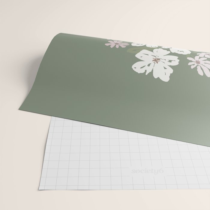 Wildflower bouquet in vase illustration - muted pink, beige and sage green flowers  Wrapping Paper Gallery Image 2