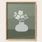Wildflower bouquet in vase illustration - muted pink, beige and sage green flowers  Serving Tray Gallery Image 1