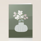 Wildflower bouquet in vase illustration - muted pink, beige and sage green flowers  Stationery Card Gallery Image 2