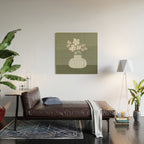Wildflower bouquet in vase illustration - muted pink, beige and sage green flowers  Wood Wall Art Gallery Image 2