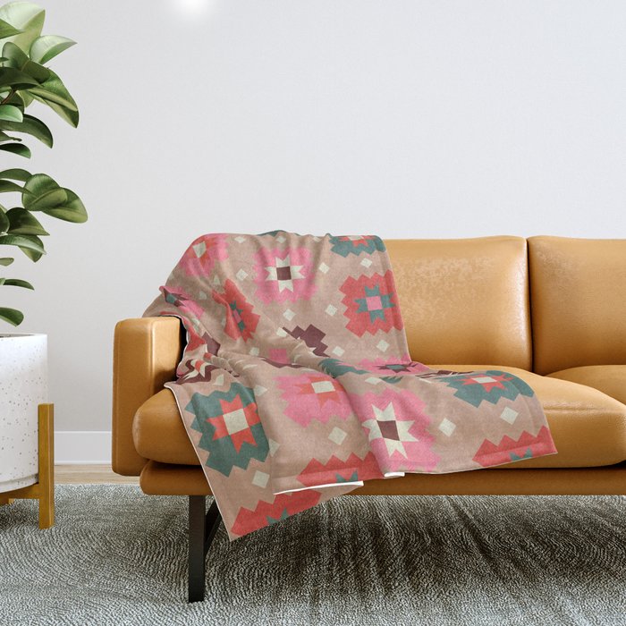 Festive Winter Quilt Tiles With Stars Throw Blanket Gallery Image 1