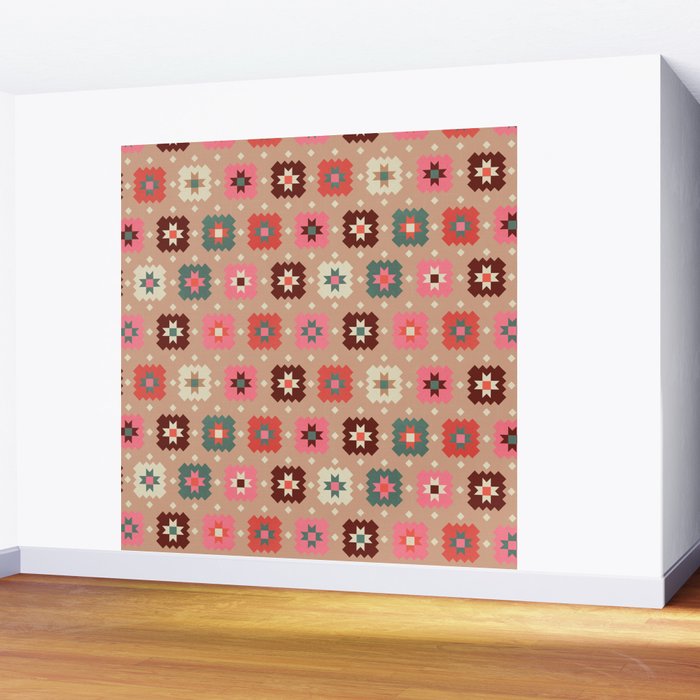 Festive Winter Quilt Tiles With Stars Wall Mural Gallery Image 2