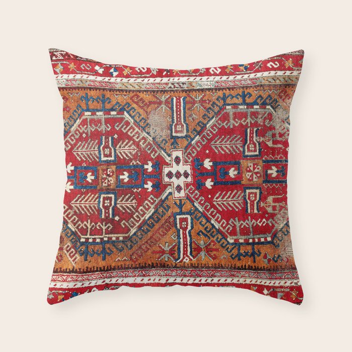 Ladik Central Anatolian Rug Print Throw Pillow Gallery Image 6