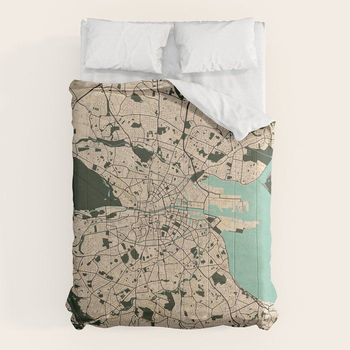 Dublin City Map of Ireland - Vintage Comforter Gallery Image 6