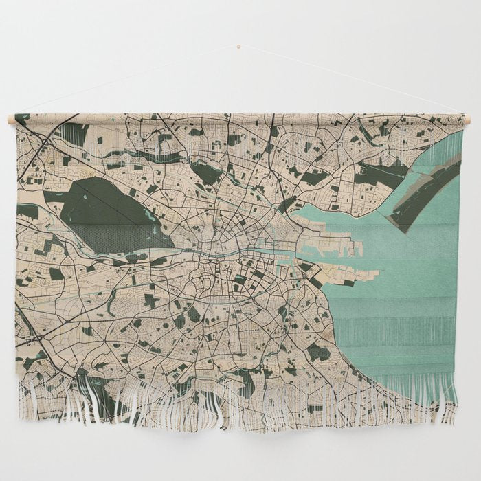 Dublin City Map of Ireland - Vintage Wall Hanging Gallery Image 1