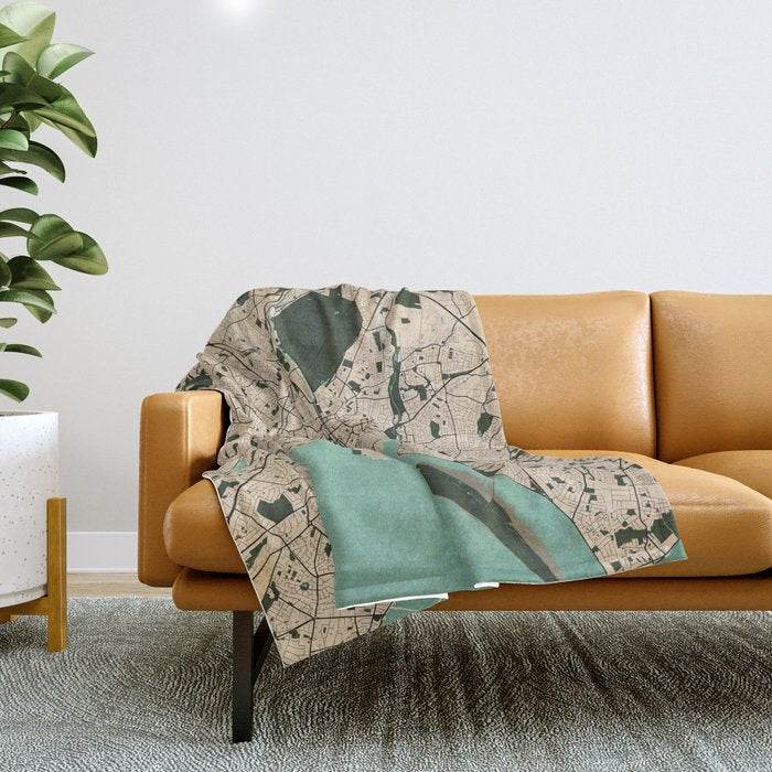 Dublin City Map of Ireland - Vintage Throw Blanket Gallery Image 1