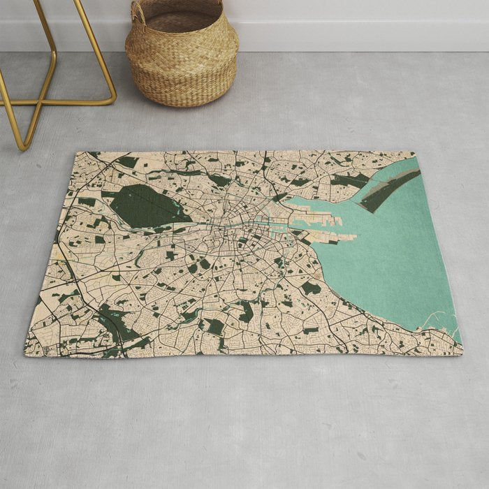 Dublin City Map of Ireland - Vintage Rug Gallery Image 1