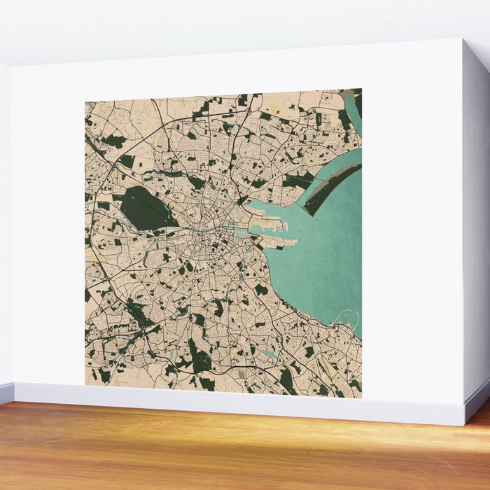 Dublin City Map of Ireland - Vintage Wall Mural Gallery Image 2