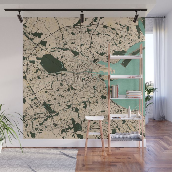 Dublin City Map of Ireland - Vintage Wall Mural Gallery Image 1