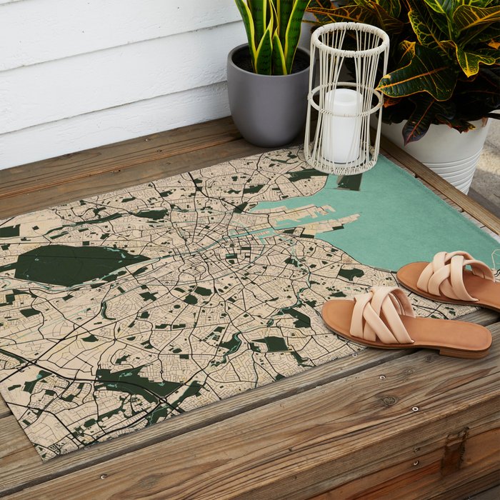 Dublin City Map of Ireland - Vintage Outdoor Rug Gallery Image 2