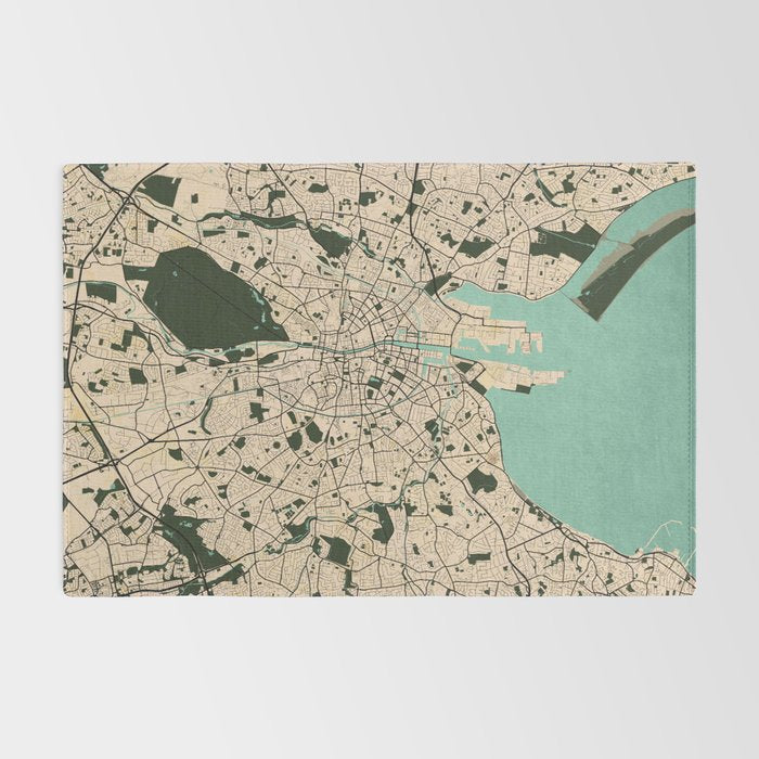 Dublin City Map of Ireland - Vintage Rug Gallery Image 2