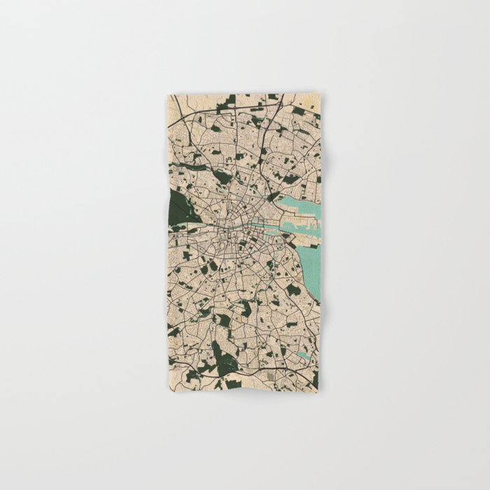 Dublin City Map of Ireland - Vintage Bath Towel Gallery Image 1