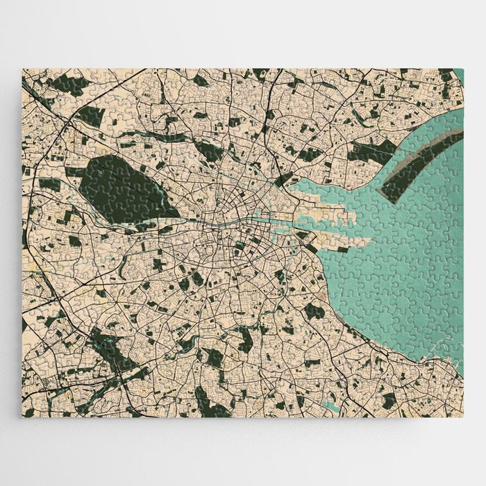 Dublin City Map of Ireland - Vintage Jigsaw Puzzle Gallery Image 1
