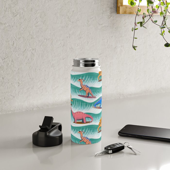 Surfosaurus - sea green  Water Bottle Gallery Image 4