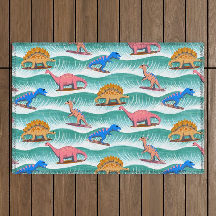 Surfosaurus - sea green  Outdoor Rug Gallery Image 1