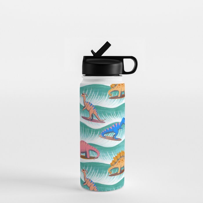 Surfosaurus - sea green  Water Bottle Gallery Image 1