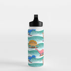 Surfosaurus - sea green  Water Bottle Gallery Image 3