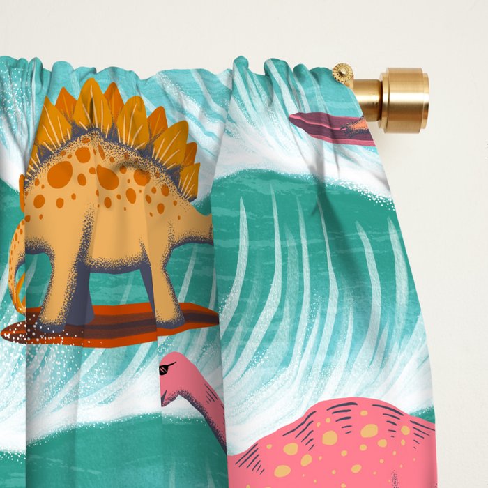 Surfosaurus - sea green  Window Curtain Gallery Image 2