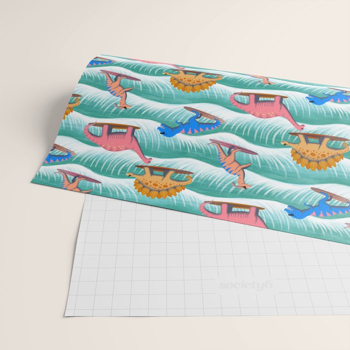 Surfosaurus - sea green  Wrapping Paper Gallery Image 2