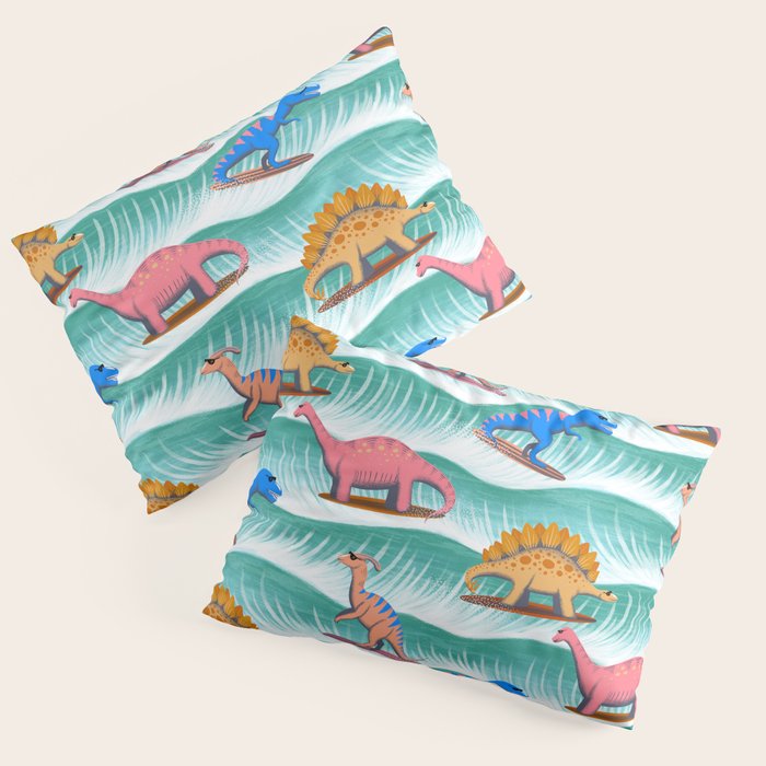 Surfosaurus - sea green  Pillow Sham Gallery Image 1