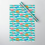 Surfosaurus - sea green  Wrapping Paper Gallery Image 1