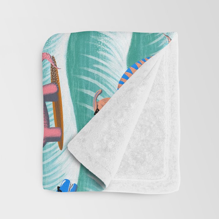 Surfosaurus - sea green  Throw Blanket Gallery Image 3