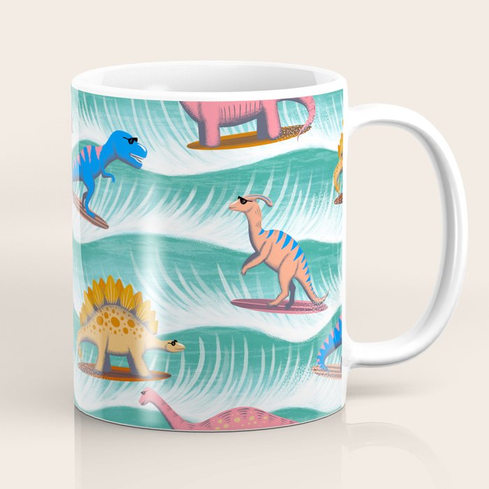 Surfosaurus - sea green  Coffee Mug Gallery Image 1