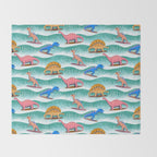 Surfosaurus - sea green  Throw Blanket Gallery Image 2