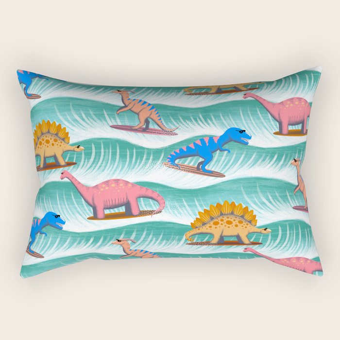 Surfosaurus - sea green  Rectangular Pillow Gallery Image 2
